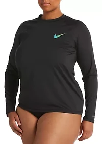 Plus Solid Long Sleeve Swim Hydroguard Top