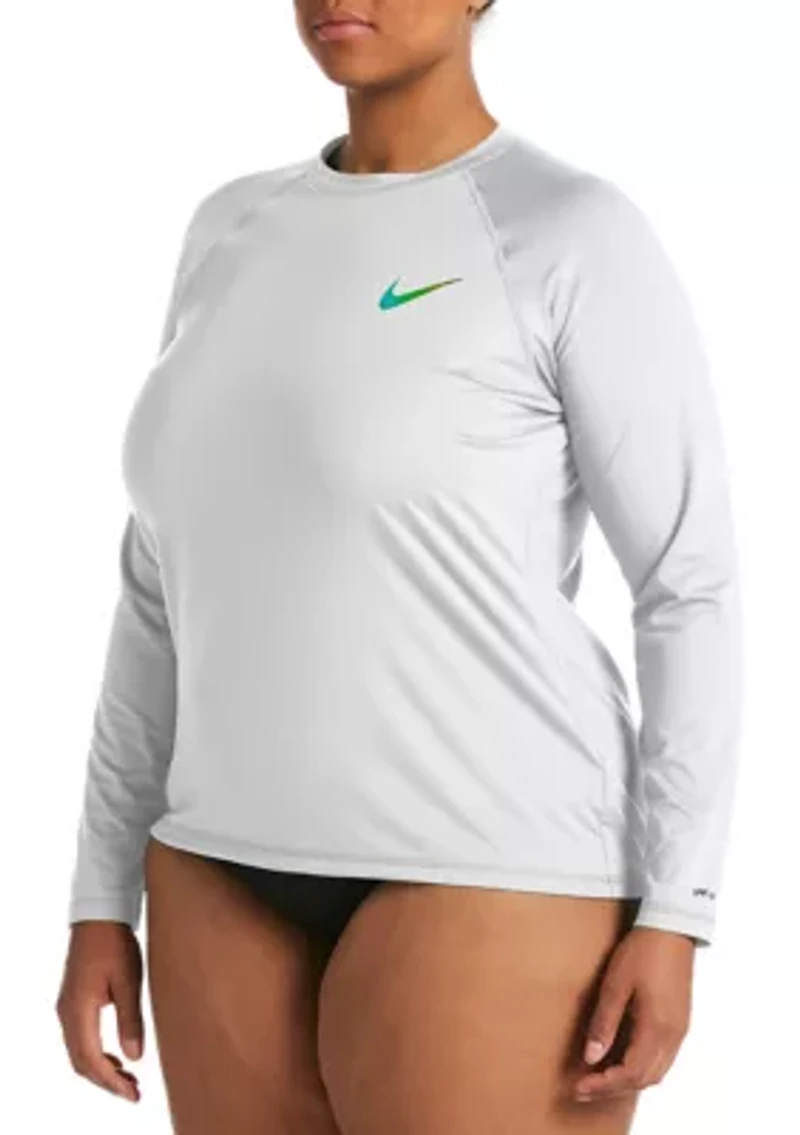 Plus Solid Long Sleeve Swim Hydroguard Top