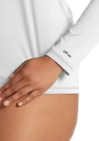 Plus Solid Long Sleeve Swim Hydroguard Top