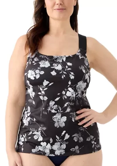 Fine Floral V-Back Tankini Swim Top