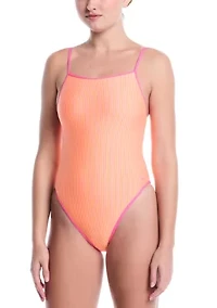 Ripple Square Neck One Piece Swimsuit