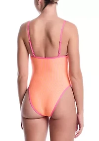 Ripple Square Neck One Piece Swimsuit
