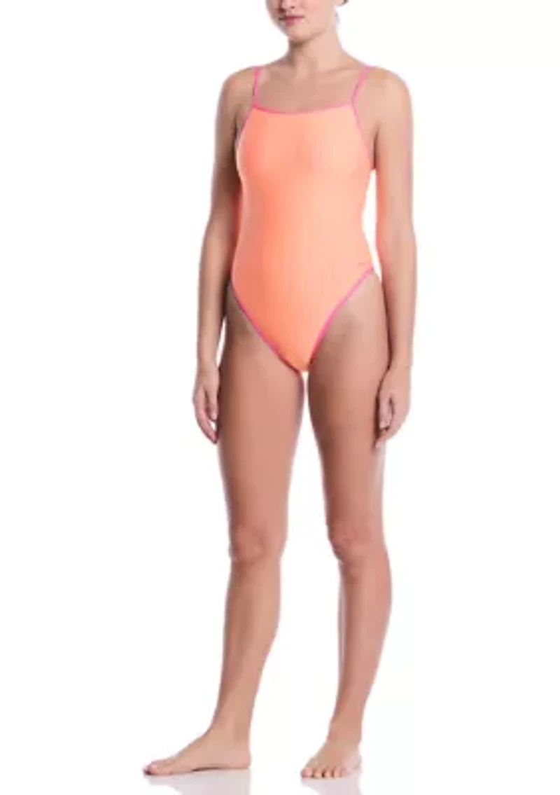 Ripple Square Neck One Piece Swimsuit