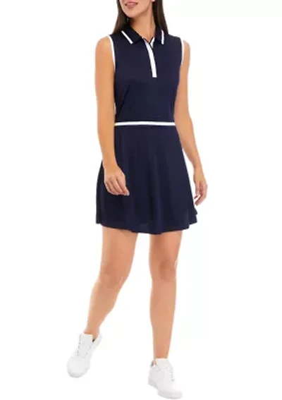 Sleeveless Essential Color Block Flounce Polo Dress