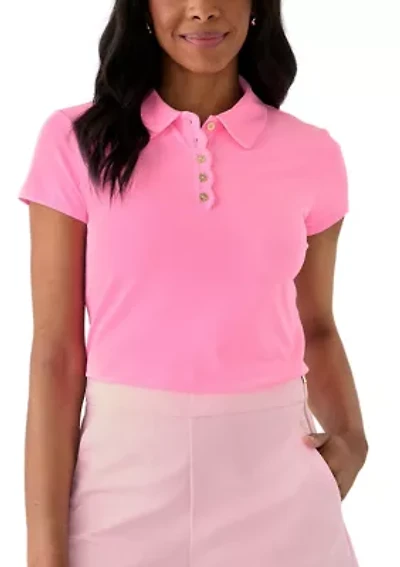 Luxletic Frida Scallop Polo Shirt - UPF 50+