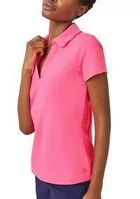 Women's Luxletic Frida Scalloped Polo UPF 50+ Top