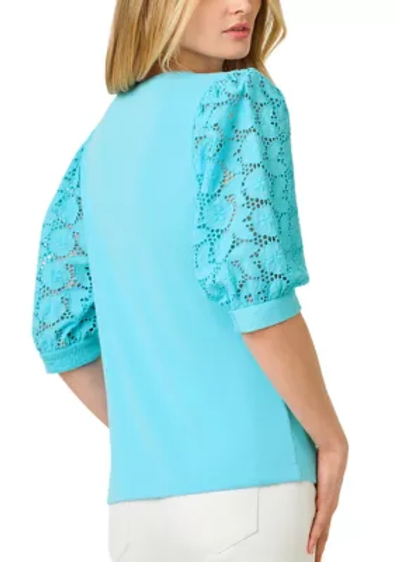 Women's Ronson Eyelet Sleeve Knit Top