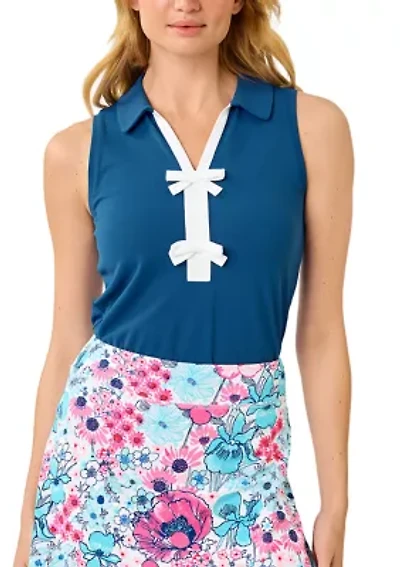 Women's Luxletic UPF 50+ Frida Sleeveless Bow Polo Top