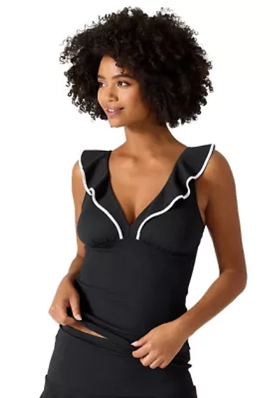 Island Cays Cabana Ruffle Tankini Swim Top