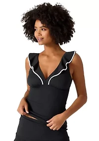 Island Cays Cabana Ruffle Tankini Swim Top