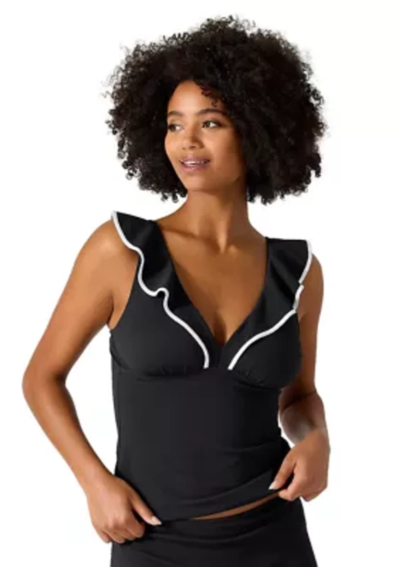 Island Cays Cabana Ruffle Tankini Swim Top