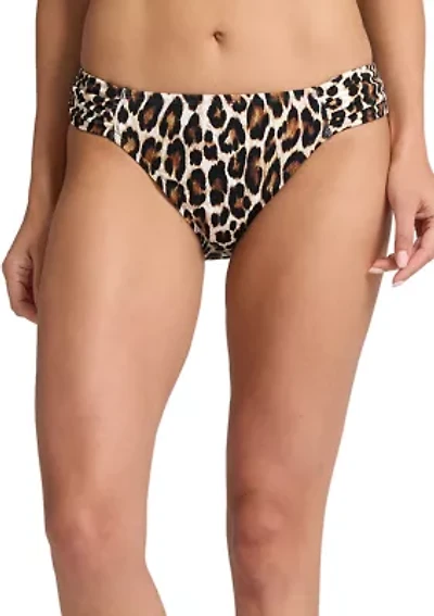 Island Cays Leopard Side Shirred Swim Hipster