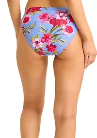 Chambray Beach Shirred Hipster Swim Bottoms