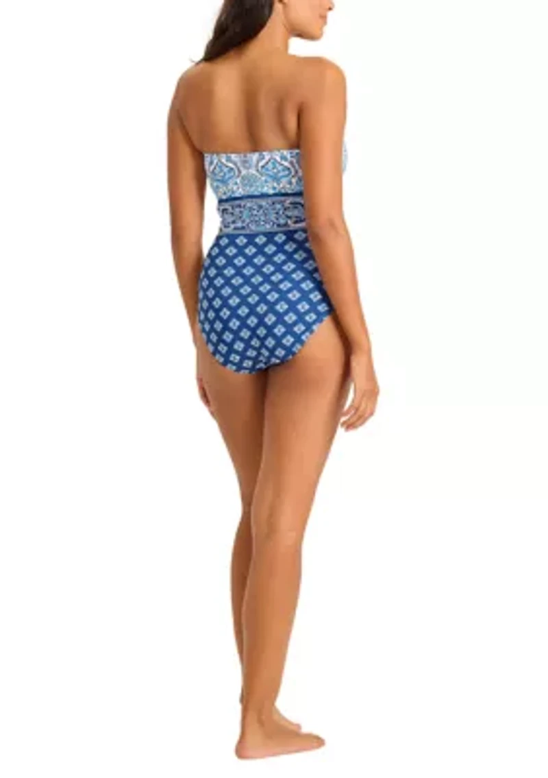 Indigo Tide Bandeau One Piece Swimsuit