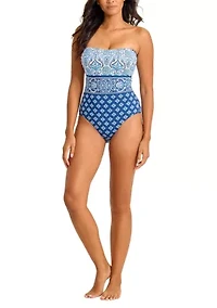 Indigo Tide Bandeau One Piece Swimsuit