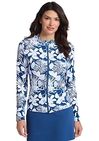 Island Cays Blooms Full Zip Long Sleeve Rashguard