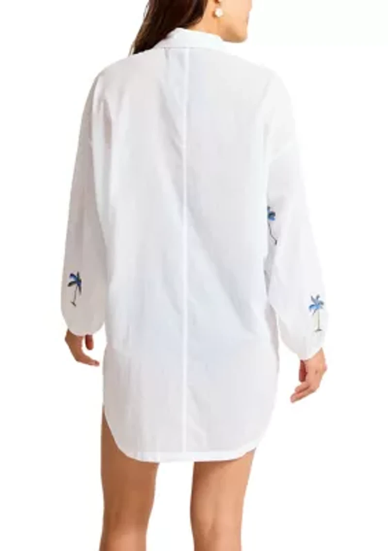 Women's Catalina Coast Palm Button Front Swim Cover Up Dress