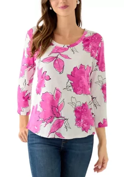 Ashby Isles Gilded Petals 3/4 Sleeve T-Shirt
