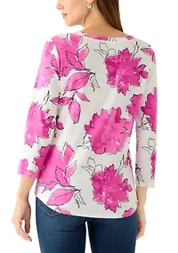Ashby Isles Gilded Petals 3/4 Sleeve T-Shirt