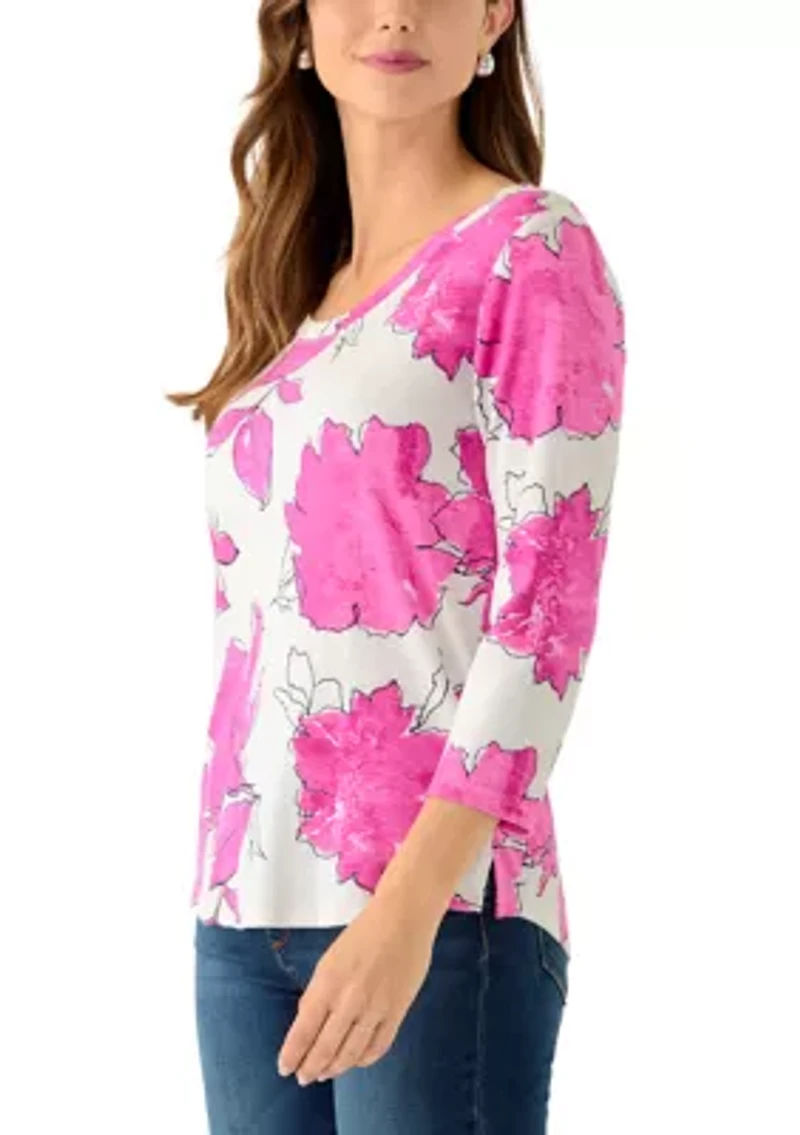 Ashby Isles Gilded Petals 3/4 Sleeve T-Shirt