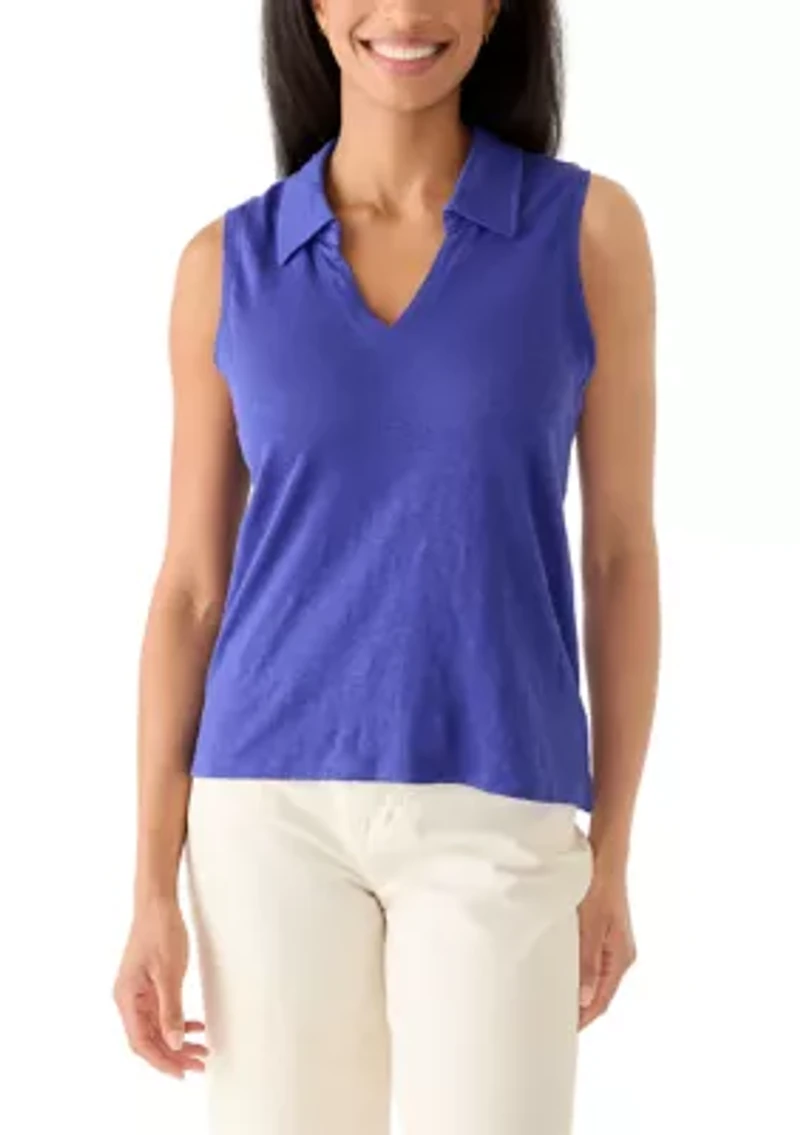Women's Sleeveless Linnea Johnny Collar Top