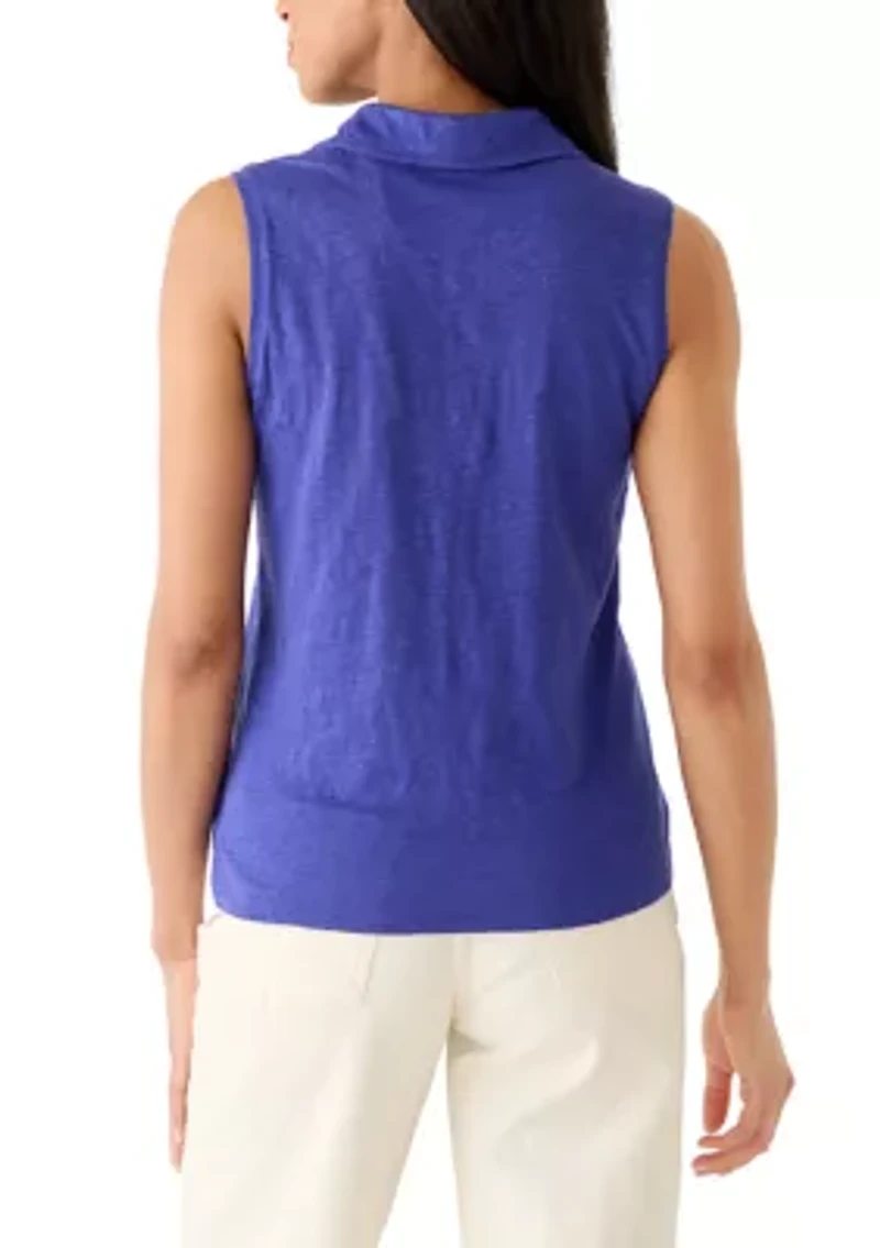 Women's Sleeveless Linnea Johnny Collar Top