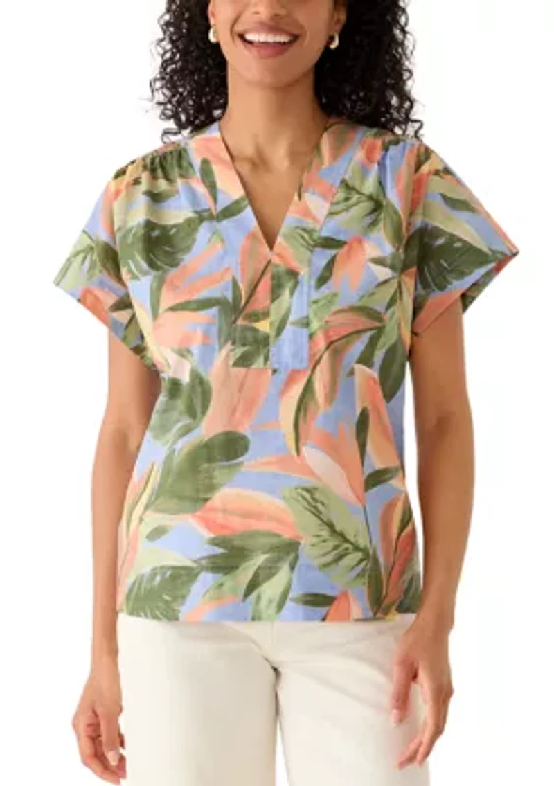 Women's Short Sleeve Beach Bloom Popover Top