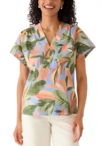 Women's Short Sleeve Beach Bloom Popover Top