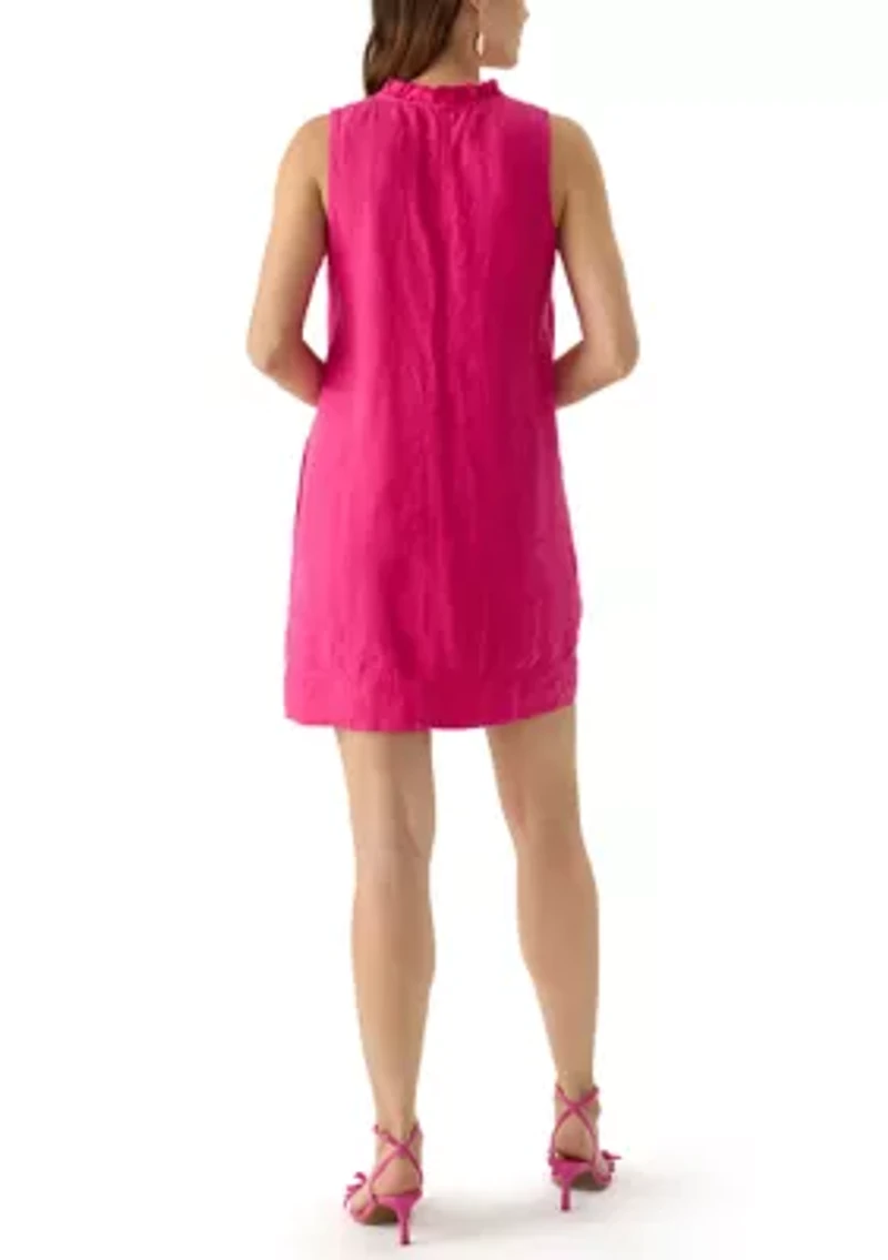 Women's Sleeveless Two Palms Linen Double Ruffle Dress