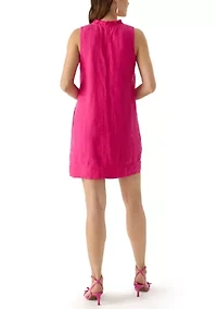 Women's Sleeveless Two Palms Linen Double Ruffle Dress