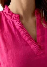 Women's Sleeveless Two Palms Linen Double Ruffle Dress