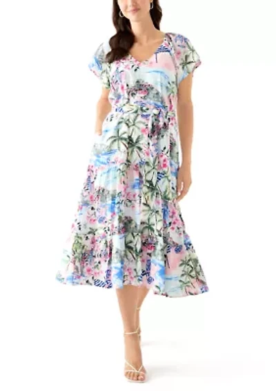 Women's Short Sleeve Paradise Shores Midi Dress