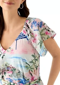 Women's Short Sleeve Paradise Shores Midi Dress