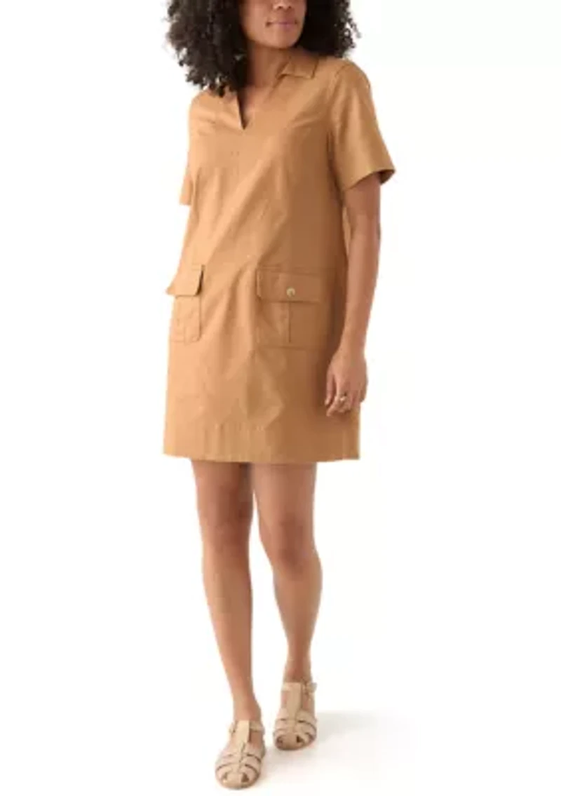 Women's Utility Twill Short Sleeve Shift Dress
