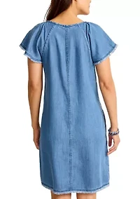 Women's Chambray Flutter Shift Dress