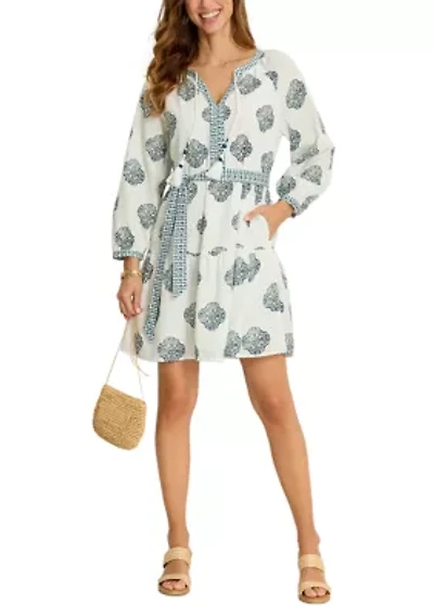 Women's Mosaic Shores Long Sleeve Short Dress