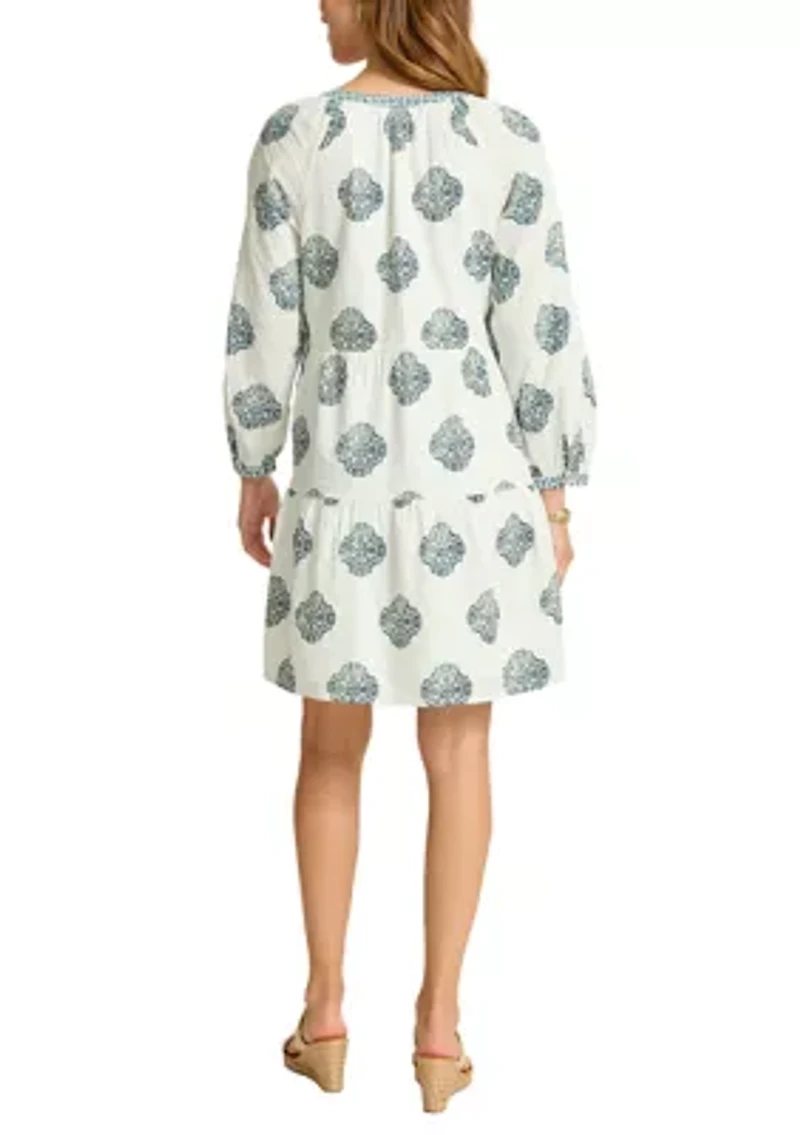 Women's Mosaic Shores Long Sleeve Short Dress