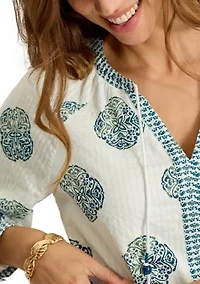 Women's Mosaic Shores Long Sleeve Short Dress