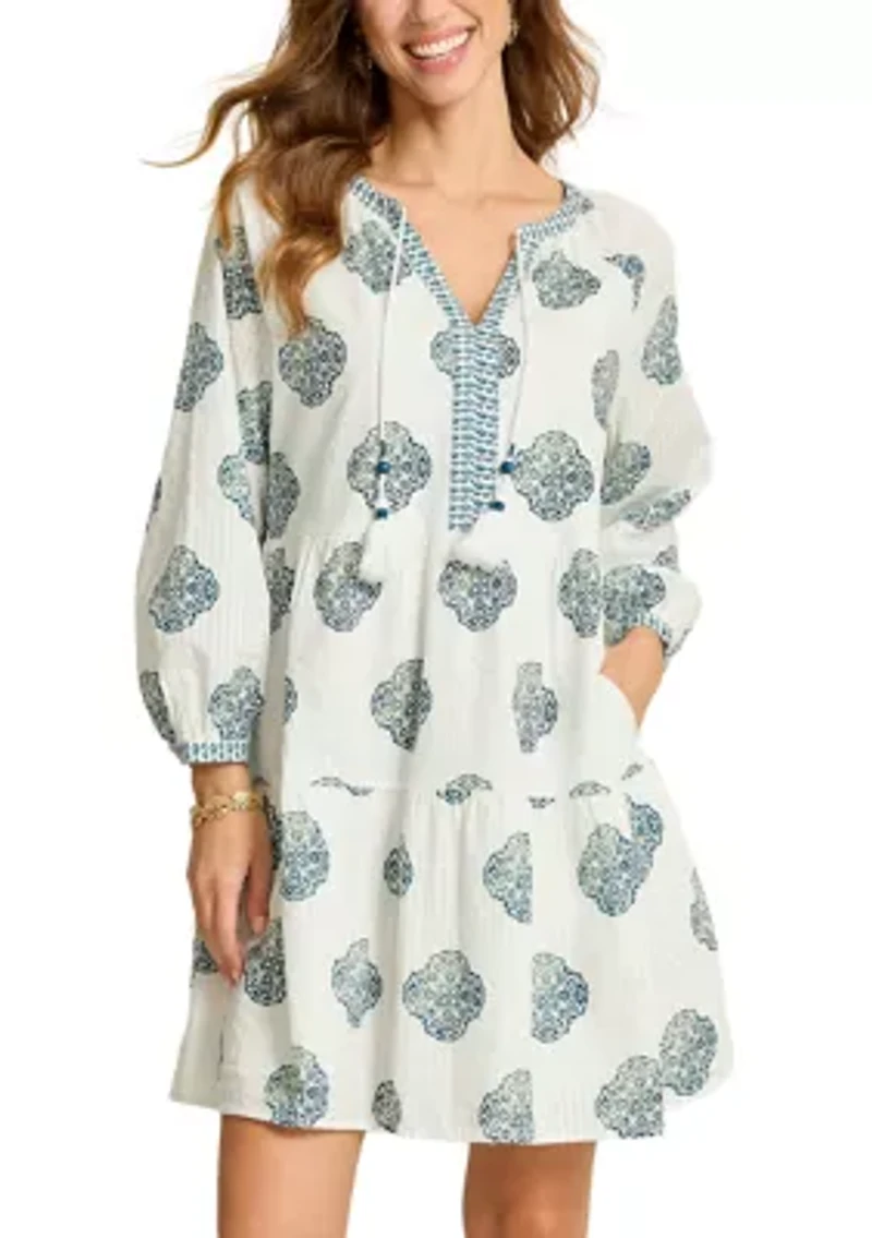 Women's Mosaic Shores Long Sleeve Short Dress