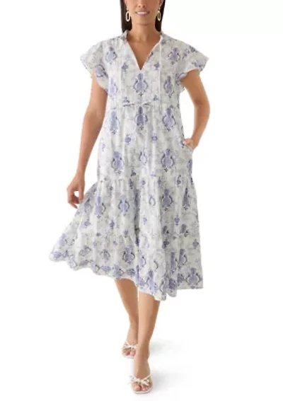 Women's Noble Pineapple Print Midi Dress