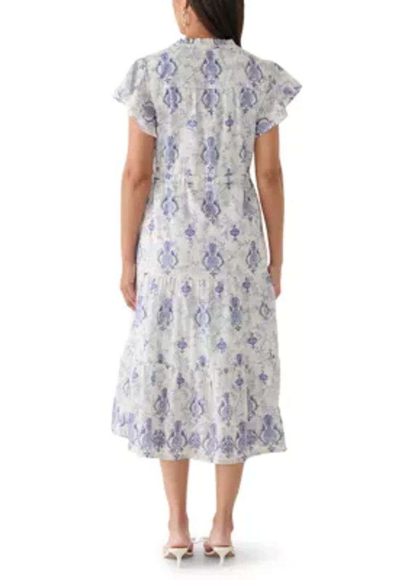 Women's Noble Pineapple Print Midi Dress