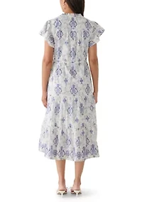 Women's Noble Pineapple Print Midi Dress