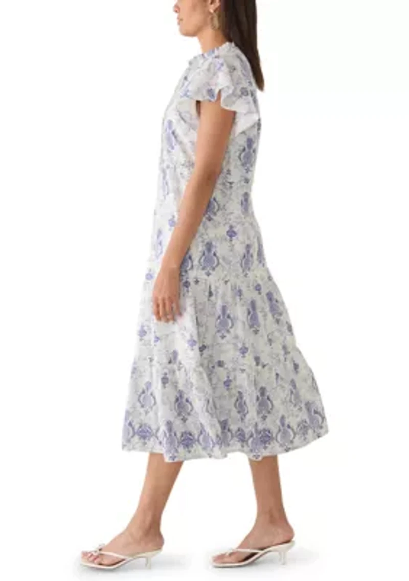 Women's Noble Pineapple Print Midi Dress