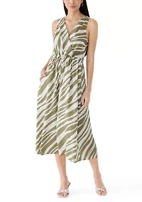 Women's Sleeveless Coastal Zebra Midi Dress