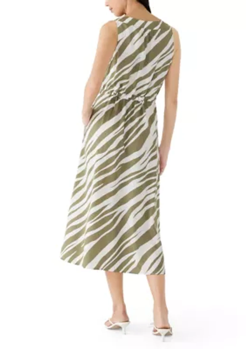 Women's Sleeveless Coastal Zebra Midi Dress