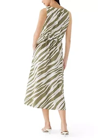 Women's Sleeveless Coastal Zebra Midi Dress