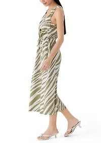 Women's Sleeveless Coastal Zebra Midi Dress