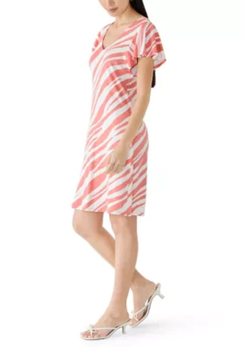 Women's Short Sleeve Darcy Coastal Zebra Dress