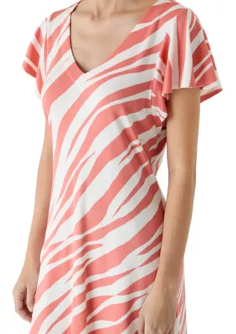Women's Short Sleeve Darcy Coastal Zebra Dress
