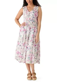 Women's Sleeveless Floral Garden Midi Dress